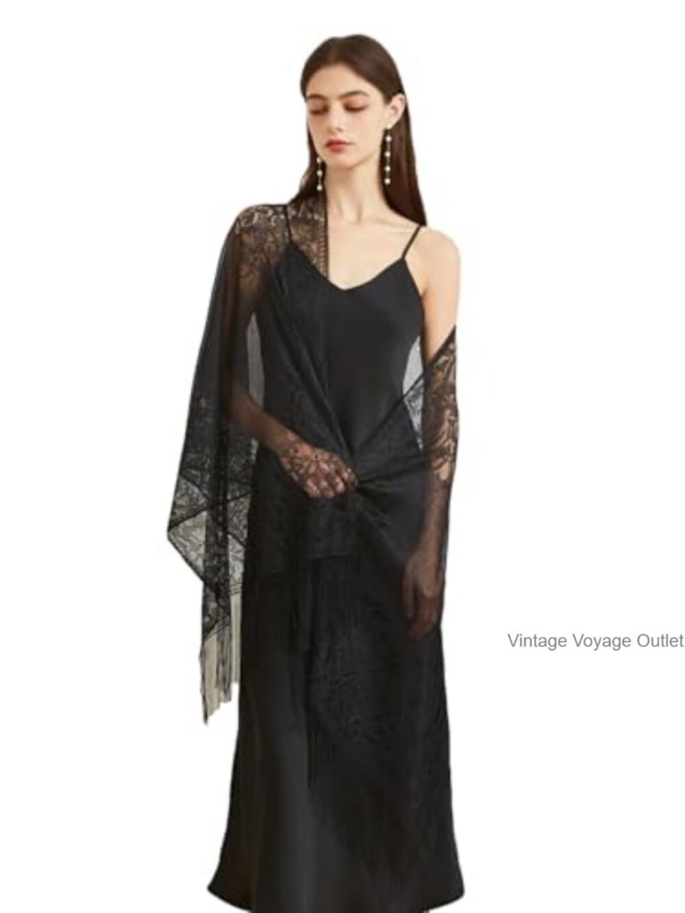 Lace Shawl Fringe Wrap Evening Wedding Floral Pashmina Scarf